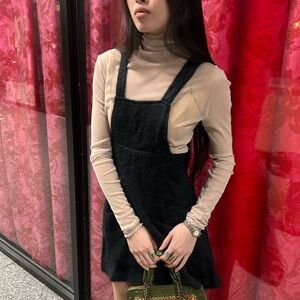 betsey johnson black mohair apron mini dress whimsy goth